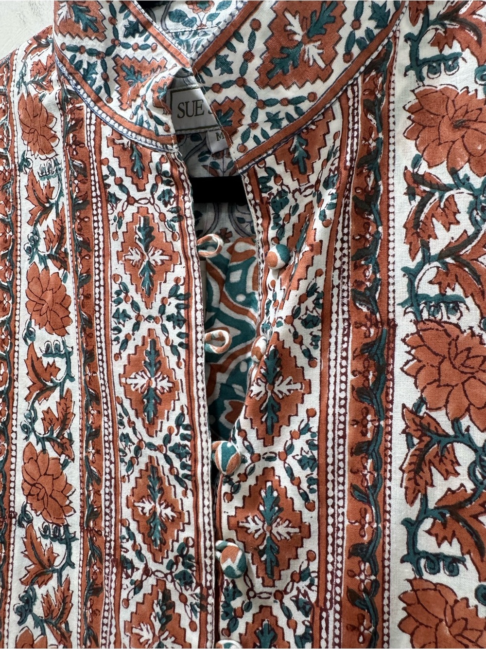 NWT Anthropologie Sue Sartor Tiered Flouncy Kaftan Maxi Shirt Dress Women Medium - Picture 6 of 15